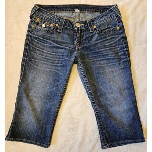 True Religion Womens Knee Length Shorts Medium Wash Size 27 Low Rise